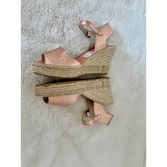 Clarks Rose Gold Leather Espadrille Wedge Sandals – Women’s 9 – NWOT - Picture 8 of 12